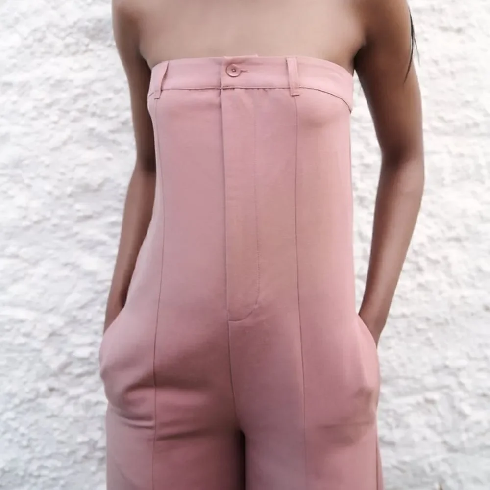 Zara STRAPLESS LINEN BLEND JUMPSUIT